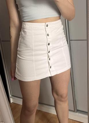 Белая джинсовая юбка h&amp;m