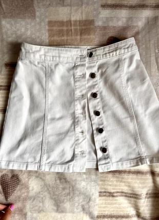 Белая джинсовая юбка h&amp;m4 фото