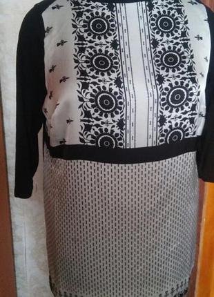 Блузка лонгслив туника трикотаж+атлас