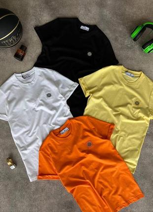 Мужская белая футболка stone island біла чоловіча футболка stone island