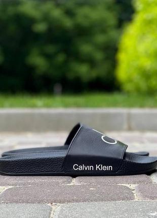 Шлепки calvin klein мужские кожаные черные9 фото