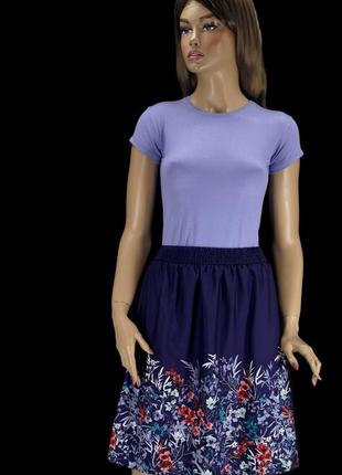 Красивая брендовая юбка "yessica" с растительным принтом. размер м.