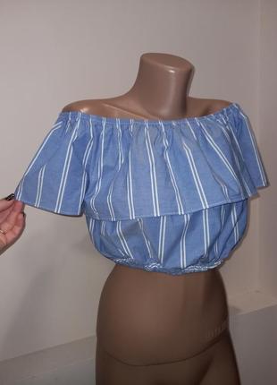 Трендовая блуза кроп-топ топ с воланом2 фото