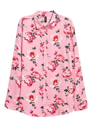 Сорочка h&m рожева у квітах віскоза