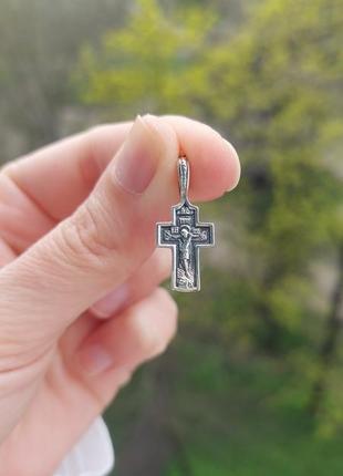 Православный крест серебряный, моребряный кристик5 фото