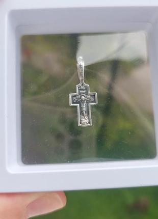 Православный крест серебряный, моребряный кристик3 фото