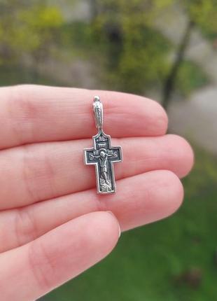 Православный крест серебряный, моребряный кристик4 фото