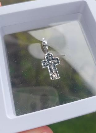 Православный крест серебряный, моребряный кристик8 фото