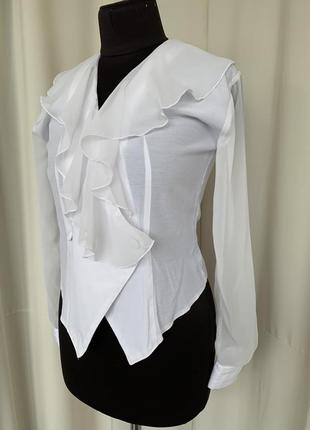 Блуза белая двубортная винтаж 80-90х пиратка2 фото