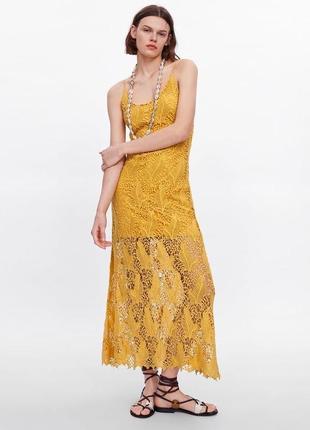 Кружевное платье миди zara