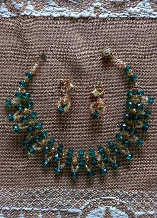 Винтажный набор из ожерелья и серьг