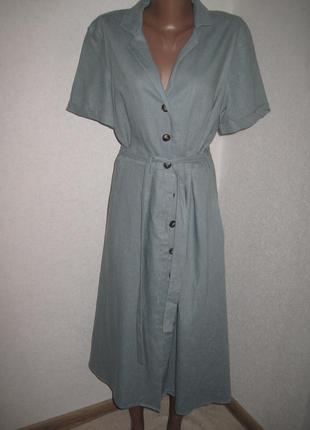 Серое льняное платье рубашка халат esprit р-р141 фото