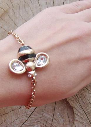 Стильный браслет с пчелой. цвет античное золото2 фото