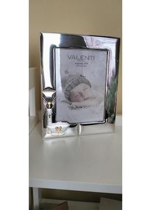 Срібна фоторамка на  хрещення 20 см * 24 см