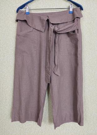Льняные брюки кюлоты цвета мокко2 фото