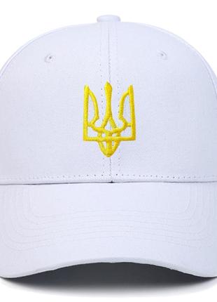 Кепка-бейсболка герб україни, вишитий тризуб біла1 фото