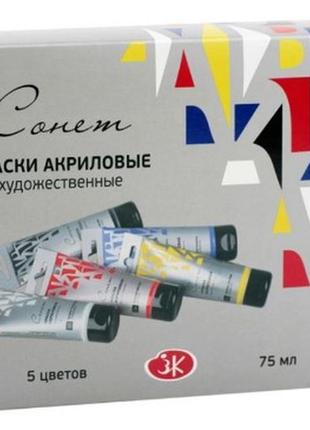 Фарби акрилові художні "3xk"  5кол. 75мл 351984 "cohet", шт1 фото
