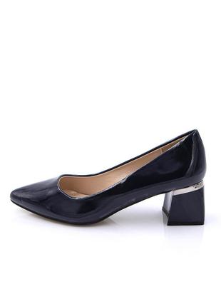 Женские туфли из лакированной экокожи на низком каблуке aodema темно-синие 39 40 38 37 36