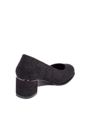 Женские туфли из экозамши на низком каблуке aodema черные 363 фото