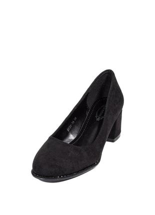 Женские туфли из экозамши на низком каблуке aodema черные 362 фото