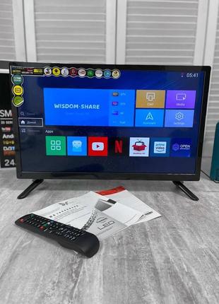 Телевизор lcd led 24" smart tv, wifi, 1gb ram, 8gb rom, t2, usb, hdmi, androidx out/ pc audio in