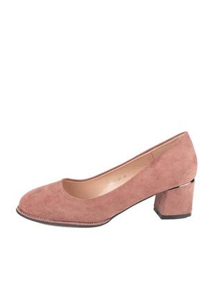 Жіночі туфлі з екозамші на низькому підборі aodema рожеві 39 40 38 37 36