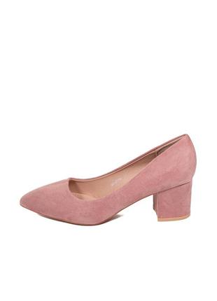 Жіночі туфлі з екозамші на середньому підборі aodema рожеві 39 37