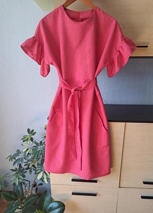 Летнее платье сарафан с поясом4 фото