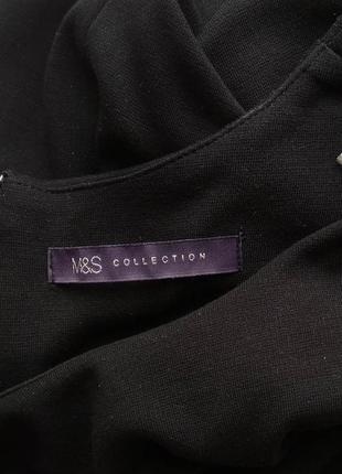 Стильна чорна трикотажна жіноча блуза m&s/футболка з коротким рукавом/асиметричний низ7 фото