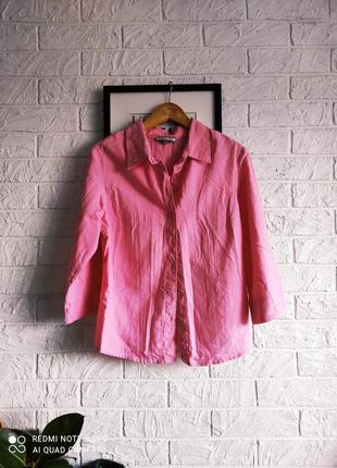 Рубашка сорочка льон 💯 розовый фуксия,44,l