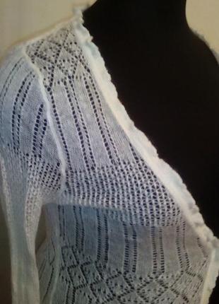 Женственная кофточка ажурной вязки цвета айвори, размер l, фирма eve7 фото