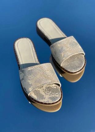 Шльопанці натур шкіра рептилія беж 36-44р