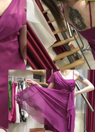 ❤️👗трендове коктейльне вечірнє плаття з трояндою🌹 в білизняному стилі 🔥лілова сукня з розою 🥀😱2 фото
