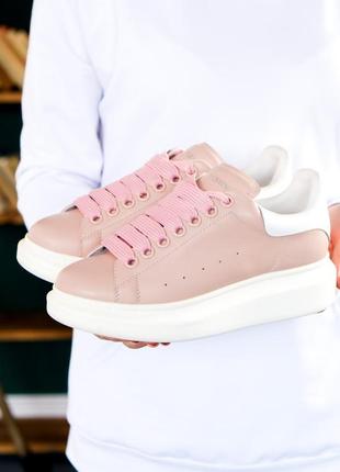 Знижка alexander mcqueen pink шкіряні рожеві кросівки натуральна шкіра демі скидка женские кожаные кроссовки натуральная кожа александр маквин розовые10 фото