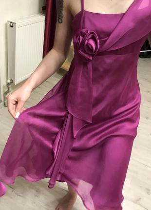 ❤️👗трендове коктейльне вечірнє плаття з трояндою🌹 вінтажнй стиль🔥 лілова сукня з розою 🥀вінтаж😱