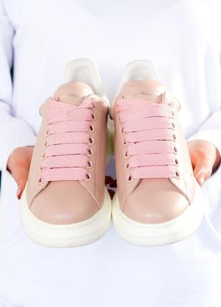 Знижка alexander mcqueen pink шкіряні рожеві кросівки натуральна шкіра демі скидка женские кожаные кроссовки натуральная кожа александр маквин розовые9 фото
