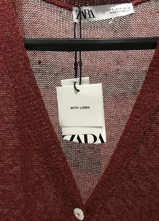 Zara кардиган жакет смешанный лён3 фото