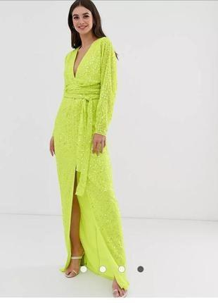 Яскраве максіплаття обшите паєтками asos disign
