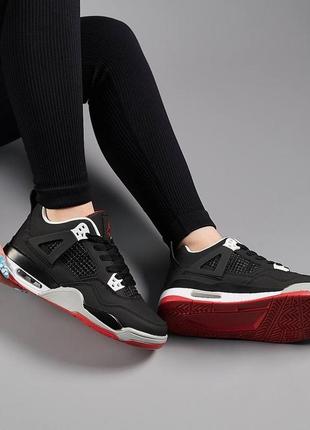 Женские кроссовки nike air jordan 4 crib bred найк аир джордан черне