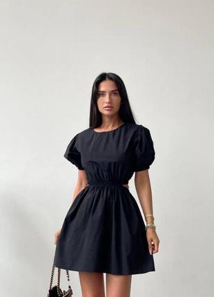 Платье короткое черное однотонное свободного кроя качественное стильное трендовое