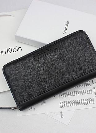 Чоловічий гаманець - клатч calvin klein чорний у подарунковій упаковці