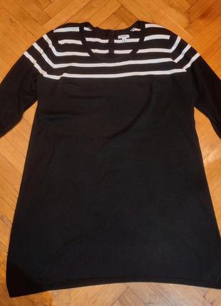 Фирменная черная туника-платье в белую полоску old navy рукава три четверти