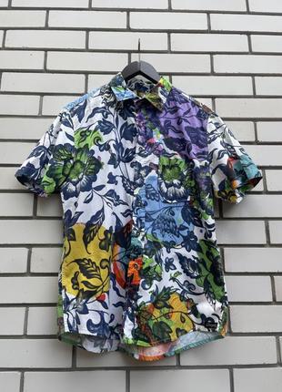 Цветочная мужская рубашка, тенниска с тропическим принтом desigual by karl lagerfeld1 фото