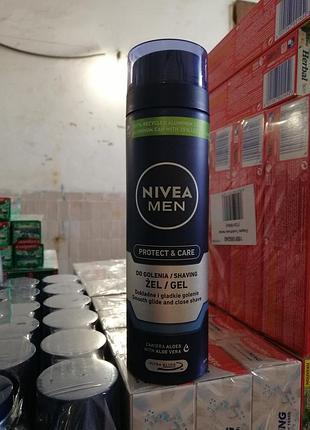 Гель для гоління чоловічий nivea protect & care 200 мл (нівея захист)