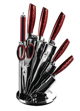Набір ножів на підставці 8 предметів berlinger haus metallic line burgundy edition bh-2459