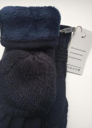 Женские перчатки с снимающей накладкой темно-синего и черного цвета размер m-l5 фото