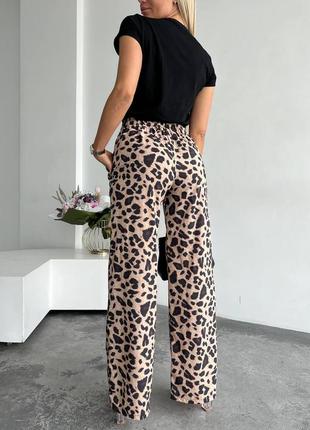 Штаны брюки шырокие леопард софт8 фото