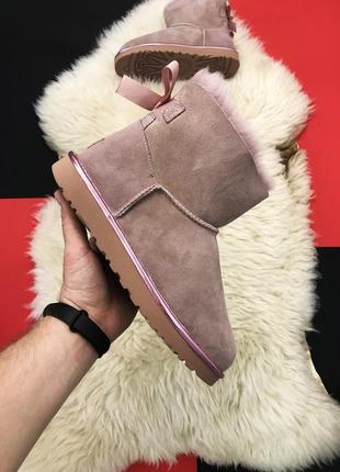 Жіночі уггі ugg low suge beige зимові шкіряні угі/чоботи