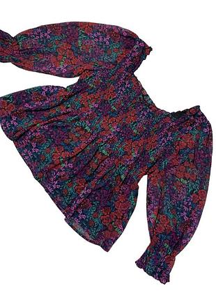 Блуза цветочная с рукавами шифоновая