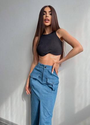 Комплект джинсовая юбка +топ1 фото